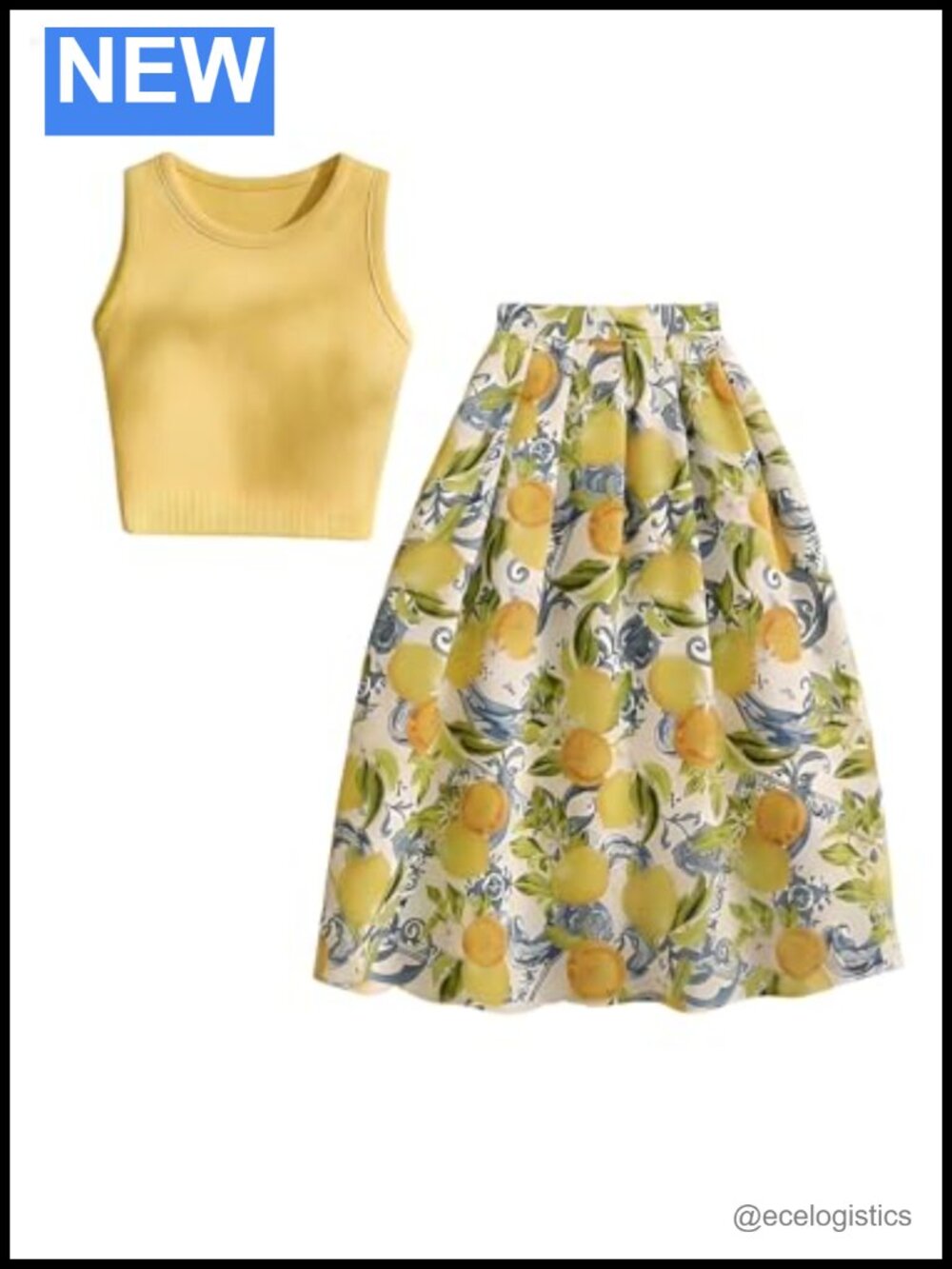 Boho Midi Skirt Set Two Piece Crop Tank Top Sleeveless Summer Vacation Outfit